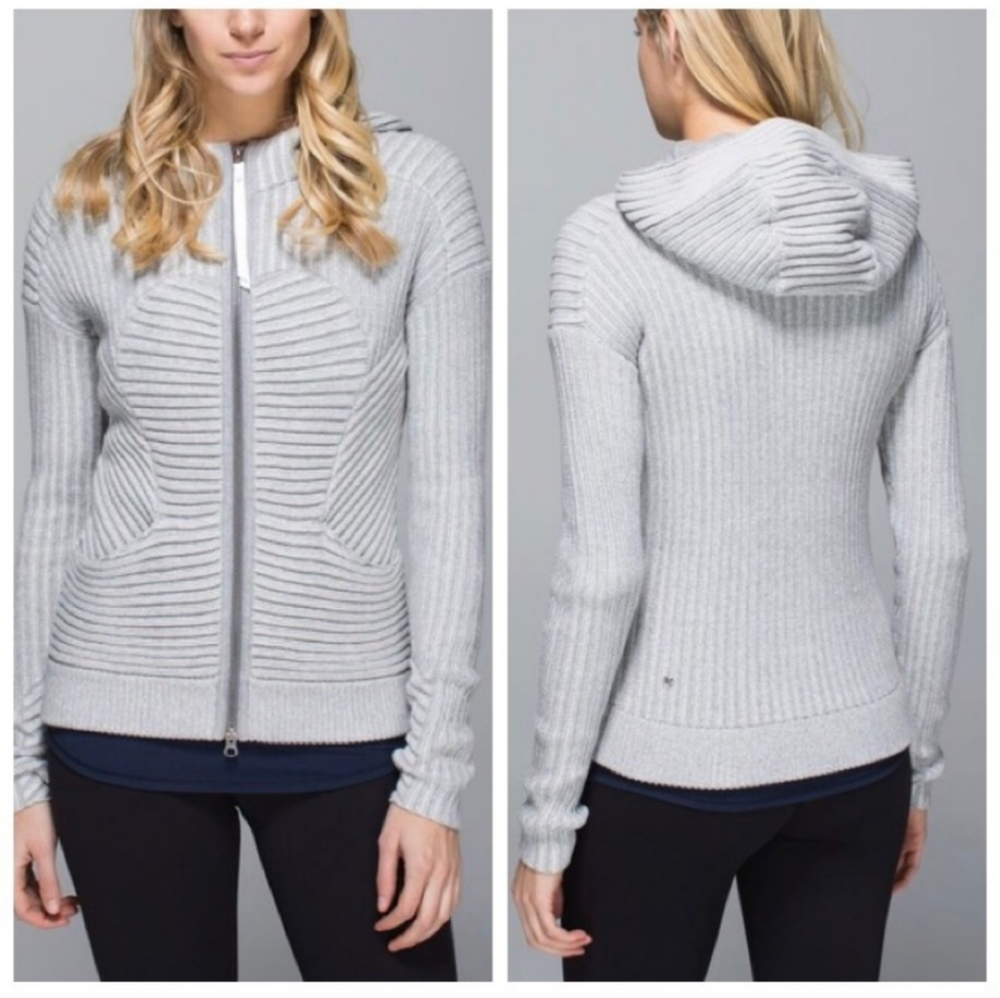 Lululemon grey embrace knit sweater hoodie 6*